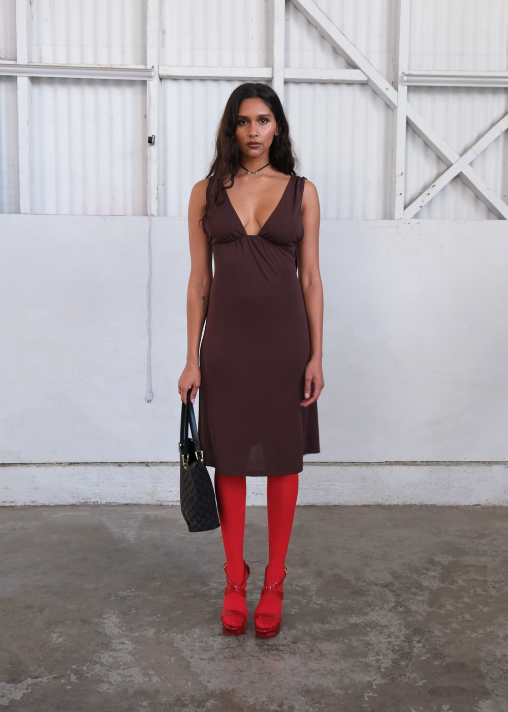 Sabrina Dress Low Cut Knee-Length Dress | Geel Punch / M Sabrina Dress Low Cut Knee-Length Dress | Geel Punch / M
