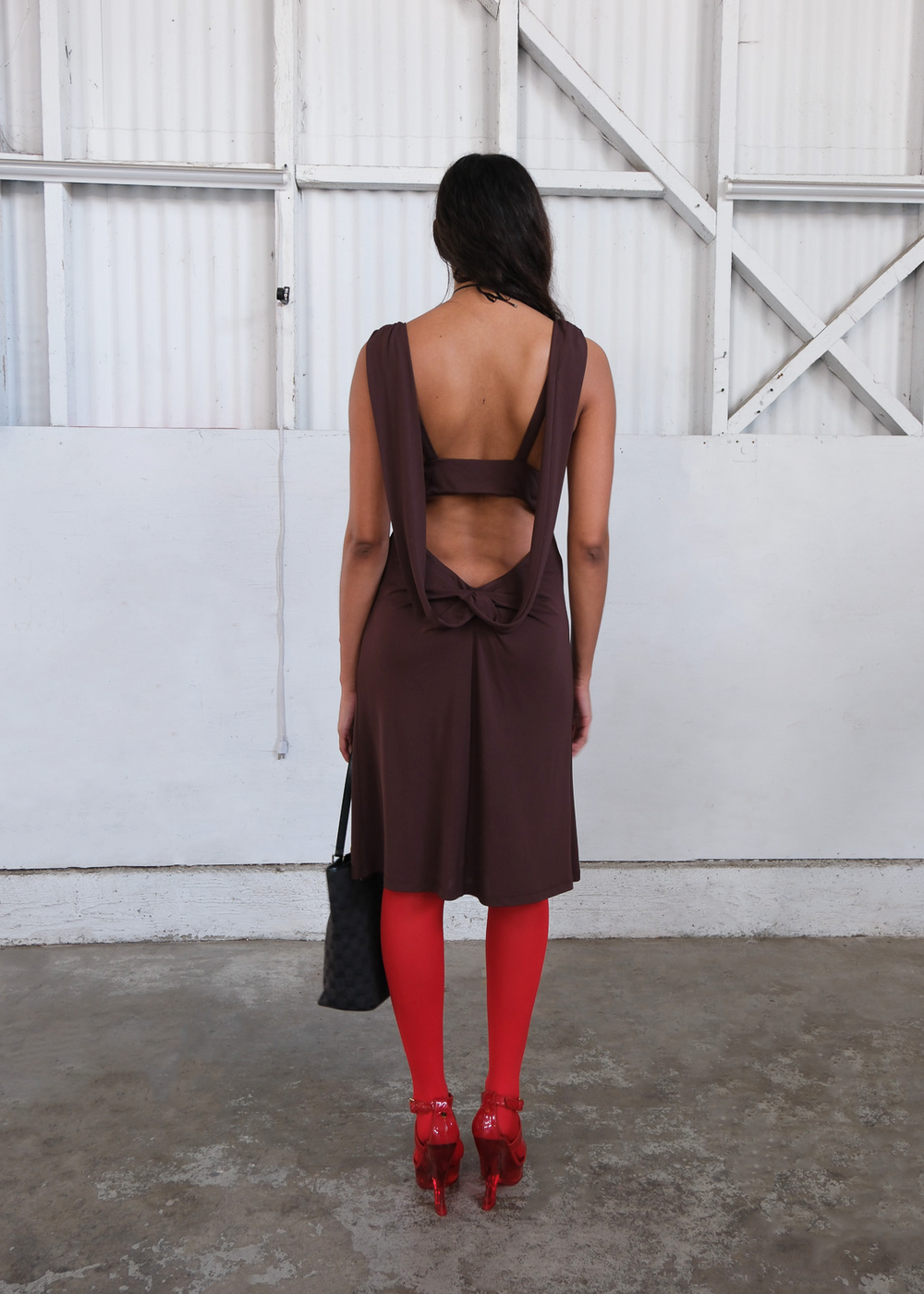 Sabrina Dress Low Cut Knee-Length Dress | Geel Punch / M Sabrina Dress Low Cut Knee-Length Dress | Geel Punch / M