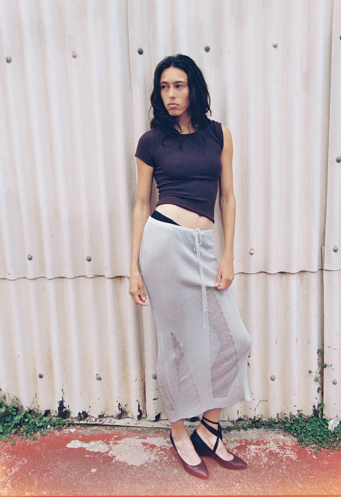 Lola Maxi Skirt, knitted maxi skirt, going out skirt, sheer maxi skirt, knit skirt